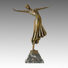 Танцор Бронзовый сад Скульптура Леди украшения ремесло латунная статуя TPE-165